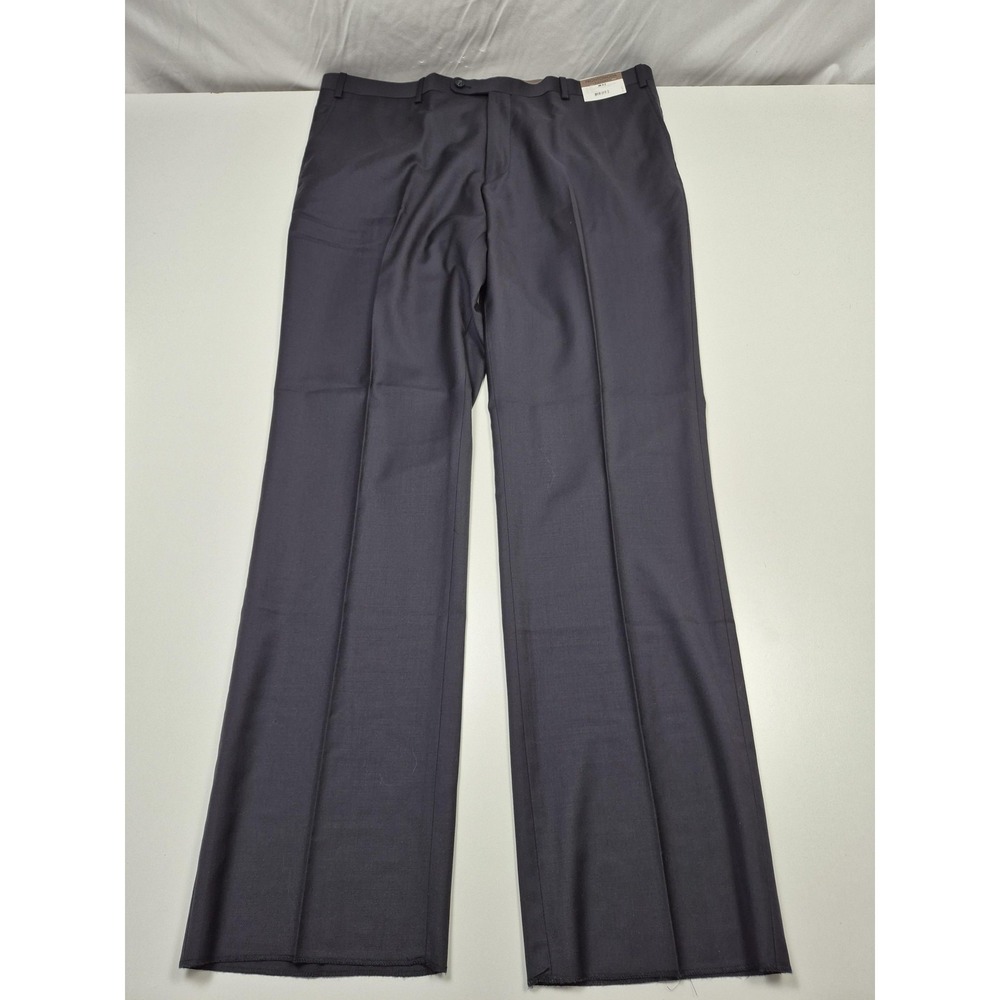 Prontomoda Dress Pants Mens 42x36 Blue Wool Super 140s Flat Front Lined NWT